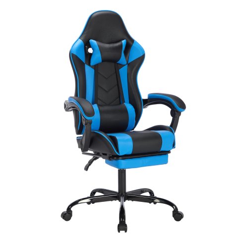Silla Gamer Racing Ergonómica de Piel Sintética con Reposapiés, Reposabrazos y Altura Ajustables – Silla Giratoria de Oficina