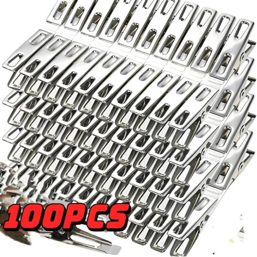 100/20PCS Non-Slip Stainless Steel Clothespins – Laundry Drying Pegs, Picture & Food Sealing Clips