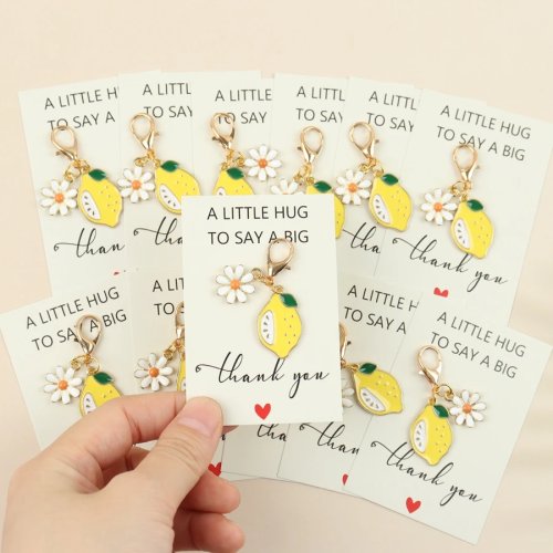 12 porte-clés citron avec cartes de remerciement, cadeau d'amitié unique et présent inspirant pour la famille