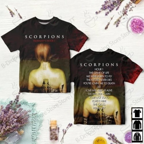 เสื้อยืด Scorpions Band Tour 3D Print Vintage Heavy Metal – แขนสั้น Unisex สำหรับผู้ชายและผู้หญิง