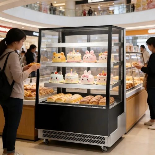 Vitrina Refrigerada para Pasteles Comercial | Enfriamiento por Ventilador R290, 3 Estantes, Puerta de Vidrio LED para Panadería, Cafetería y Supermercado