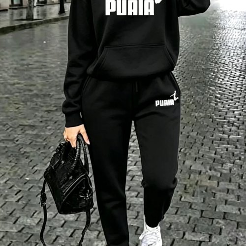 Set Hoodie dan Jogger Wanita Musim Gugur Dingin – Kasual Streetwear Olahraga