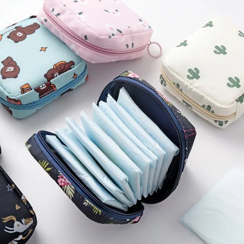 Portable Waterproof Sanitary Pad & Tampon Storage Bag with Cartoon Pattern