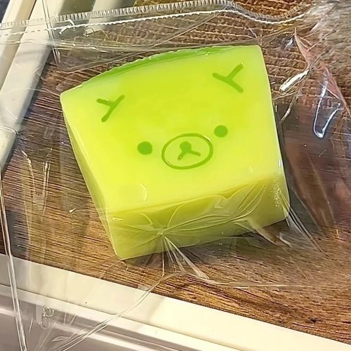 Brinquedo squishy macio com textura de manteiga – Urso melão doce para aliviar o stress, silicone alimentar