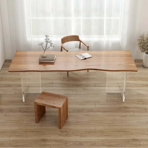 Luxe Scandinavische bureau van massief hout en acryl, modern minimalistisch zwevende tafel voor woonkamer en studeerkamer, designmeubel