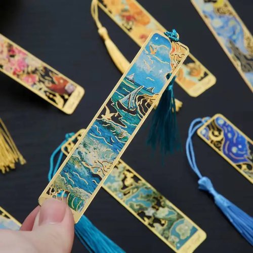 1-6-12 Pcs Creative Metal Bookmarks Vintage Oil Painting Office School Supplies Funny Gift Stationery
