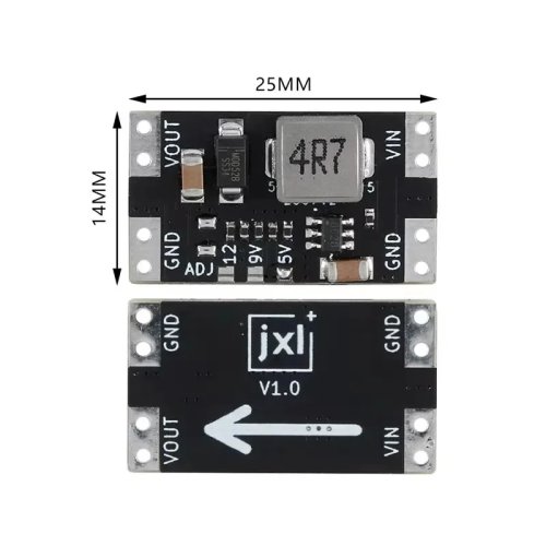 XL3608 Mini DC-DC Step-Up Boost Converter Module 5V 9V 12V 2A, 2.5V-11.5V Input Adjustable Power Supply Board