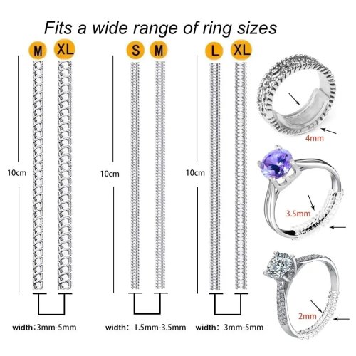 6 piezas Ajustador de Talla de Anillo, Espiral Transparente, Reductor de Anillo para Joyería