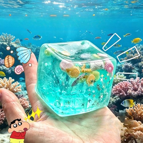 Juguete Fidget Squishy Cubos de Maltosa Súper Suave Transparente Estrella Juguete Anti-Estrés Sensorial Océano para Regalo de Navidad para Amigos