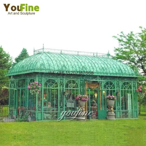 Large Outdoor Wrought Iron Gazebo with Steel Frame for Garden Patio