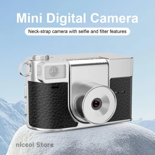 2K Mini Video Recorder with 180° Flip Lens and LED Fill Light, Type-C Rechargeable, for Travel and Study