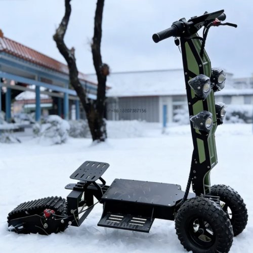 Skuter Salju Elektrik, Motor DIY Segala Medan 30km/jam, Trek Sled Ganda, Ski Lipat, Snowmobile