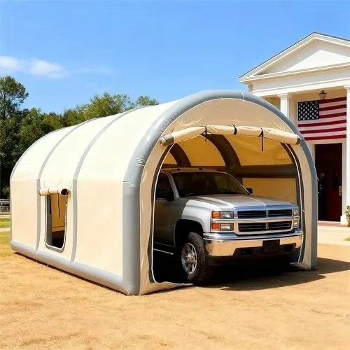 Lều để xe di động chống nước 10' x 16' mái che PE chống tia UV lớn bơm hơi