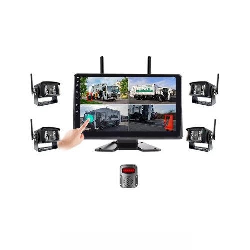 10.1" 4-Channel Wireless Backup Camera System for Trailer RV with Split Screen & Recording