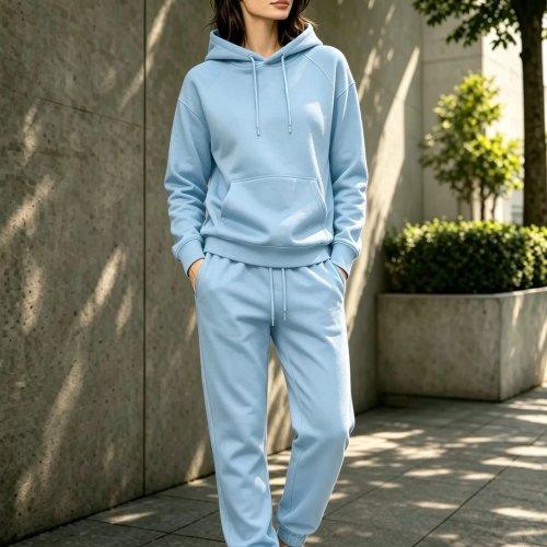 2-Piece Women's Tracksuit Set – Hooded Sweatshirt & Sweatpants, Solid Color Fitness Sportswear
