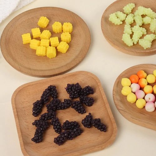 Set Mainan Buah Squishy – Anggur Tiruan, Persik & Jagung, Fidget Sensory Stress Relief Mainan Pretend Play untuk Anak Laki-Laki