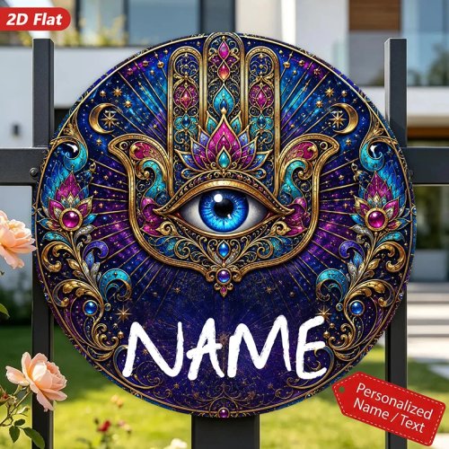 CIFBUY Vintage Aluminium Wandkunst, wasserfest & langlebig, Hamsa Nazar Deko-Schild für Zuhause, Büro, Innen- und Außenbereich