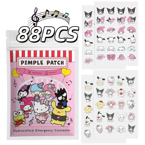 88PCS Sanrio Characters Acne Pimple Patches | Cute Hydrocolloid Spot Stickers for Face & Skin