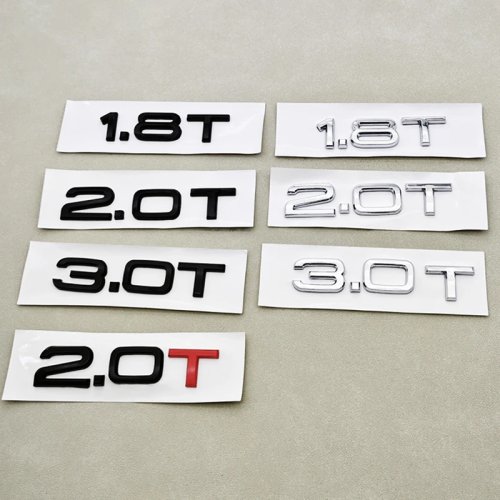 Car Emblem 3D ABS Letter Badge for Audi A3 A4 A5 A6 A7 A8 Q2 Q3 Q5 Q7 Q8 (1.8T/2.0T/3.0T)