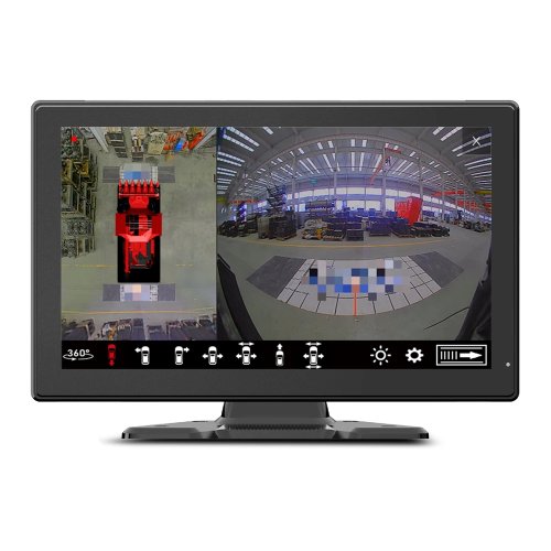 Sistema de câmara de visão surround 360° 3D com ecrã tátil de 10 polegadas, deteção de ângulo morto e câmara de marcha-atrás AI 1080P para camião autocarro autocaravana