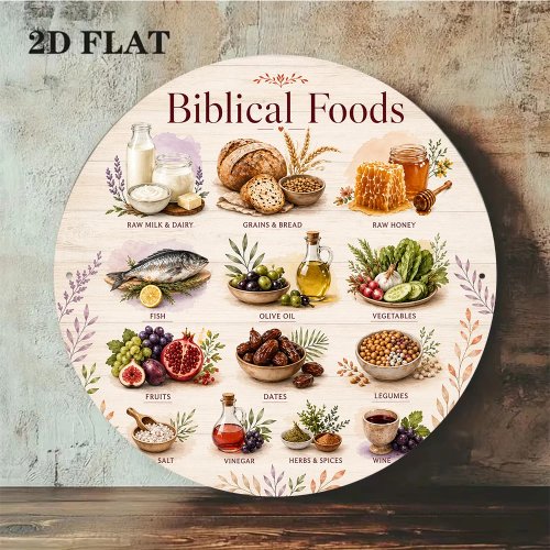 CIFBUY Rustikales Aluminium-Wandbild Biblical Foods – Wetterfestes Metallschild für Küche, Esszimmer & Wohnzimmer