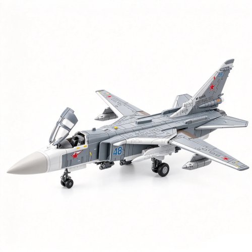 Maqueta de Plástico 1/72 Su-24 Fencer Avión de Combate Ruso - Cabina Abierta y Misiles Desmontables, Kit ABS Regalo