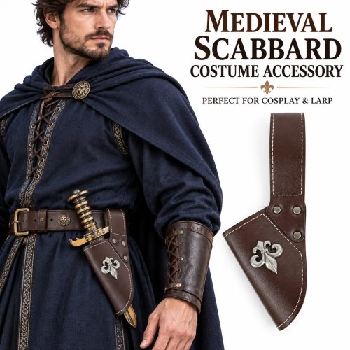 Sarung Belati Kulit PU Abad Pertengahan untuk Kostum Halloween Cosplay Renaissance LARP