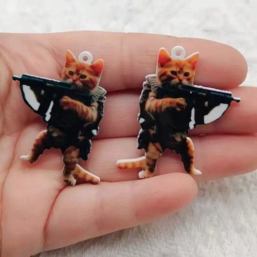 10 шт. Акриловый кулон 'Кот-полицейский' с двусторонней печатью для DIY украшений, серег, ожерелья, брелока