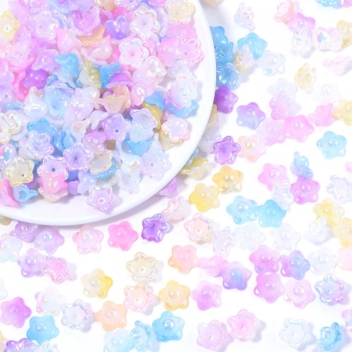 100pcs 6x12mm Acrylic Flower Beads, Colorful Loose Beads for Jewelry Making, DIY Bracelets, Earrings, Accessories