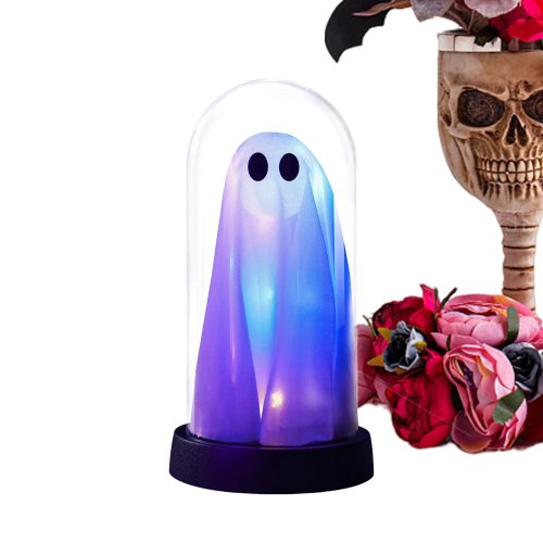 Ma Trắng LED Phát Sáng trong Lồng Kính - Trang Trí Halloween Trong Nhà
