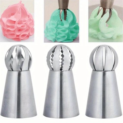 스테인리스 짤주머니 깍지 3종 세트 – 둥근 프로스팅 노즐, 전문가용 케이크 데코레이션, 가정 주방 및 베이커리용