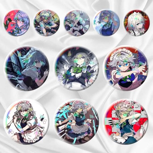 Touhou Project Sakuya Izayoi Ragazza Anime Carina Spilla Badge Broche 75mm 44mm 25mm - Zaino Cappello