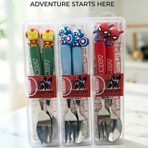 Set de Cubiertos para Niños Divertido - Acero Inoxidable 304, 2 Piezas, Tenedor y Cuchara, Regalo de Navidad