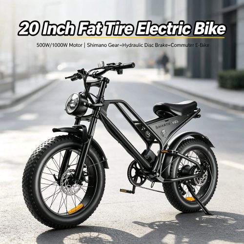 20インチ ファットタイヤ 電動自転車 大人用 500W/1000Wモーター Shimano変速 フロントサスペンション 機械式ディスクブレーキ 通勤用Eバイク