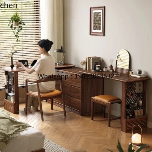 i7 Solid Wood Dresser, Bedroom Makeup Table & Integrated Bedside Chest