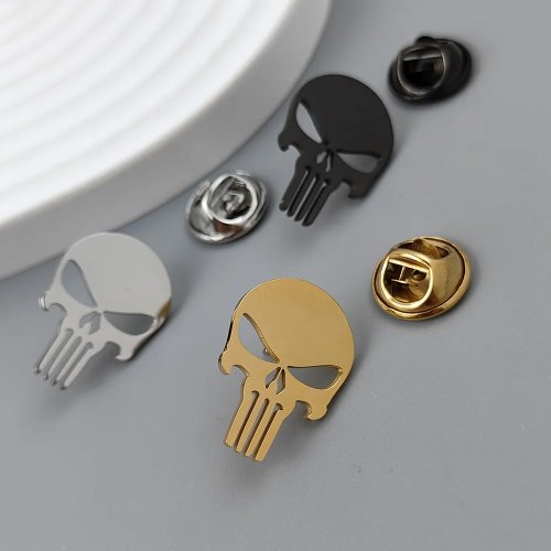 Pin de Solapa Calavera de Acero Inoxidable 316L Bañado en Oro 18K Broche Esqueleto Hueco Pin de Traje Joyería de Moda Regalo
