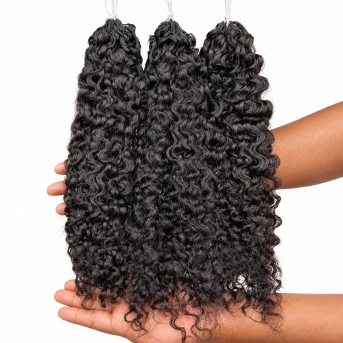 Natural Black 12A Kinky Curly Crochet Human Hair Extensions – Pre-Separated Knotless Braiding Hair with Small Spiral Curls, Deep Pixie Curl, Miracle Knots, Invisible Seamless, Soft Full Ends, Easy Install, Reusable