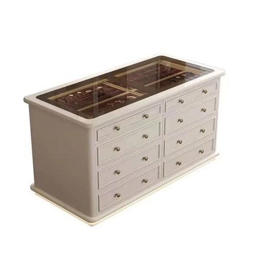 French Light Luxury Cream-Style Double-Sided Display Storage Cabinet Cloakroom Island Cabinet