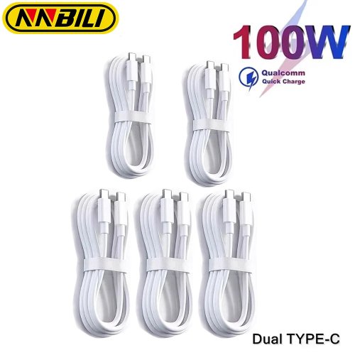 كابل USB C إلى Type C NNBILI 1-5Pcs 100W شحن سريع، كابل بيانات Quick Charge لـ Samsung Huawei
