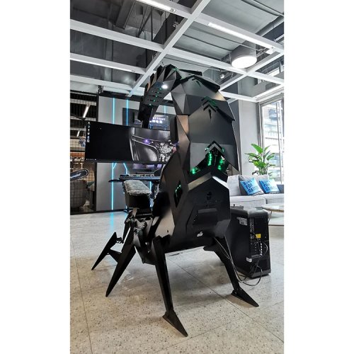 Silla reclinable SK Scorpion con cockpit gaming y estación de trabajo para 3 monitores, oficina en casa