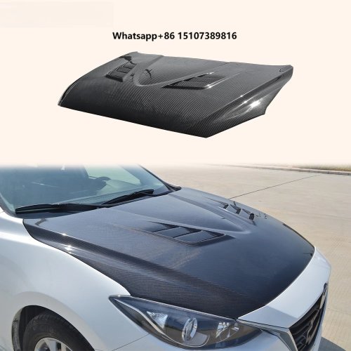 Cofano anteriore ventilato in fibra di carbonio stile RX per Mazda 3 Axela 2014-2016 5D Hatchback