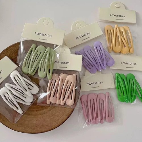 5 Set Jepit Rambut Hati Lucu - Jepit Poni & Samping Sederhana, Jepit BB, Warna Segar