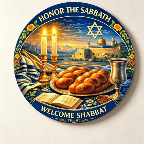CIFBUY Rustic Farmhouse Jewish Sabbath Aluminum Wall Art Waterproof Rustproof Metal Home Living Room Decor