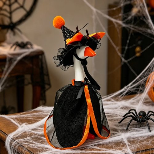 Halloween Heksenkostuum voor 7 inch Mini Ganzenbeeld met Puntmuts en Cape