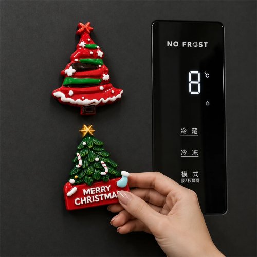 Set kerstkoelkastmagneten – Merry Christmas kerstboom & krans koelkaststickers, 3D hars keukendecoratie, Xmas cadeau