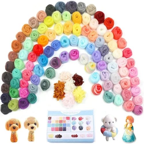 울 로빙 섬유 20P 세트 – 랜덤 컬러 니들 펠트 키트 DIY 공예용