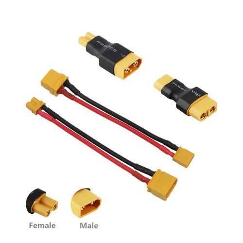 XT60 to XT30 Connector Adapter Cable, Male/Female Plug, 10cm 16AWG Silicone Wire for RC FPV Quadcopter CineLog35 Drone