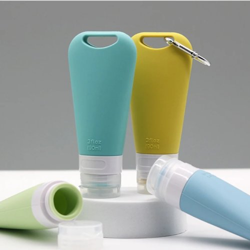 90ml シリコン製トラベルボトル – 携帯用詰め替えスクイーズ容器 ローション・シャンプー・コスメ用