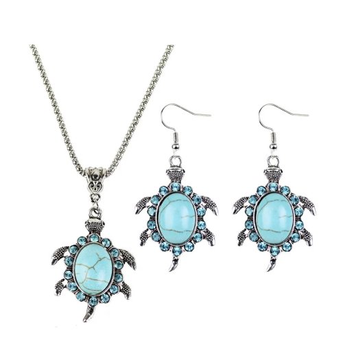 Pendientes con Colgante de Turquesa Natural, Plata Tibetana, Vintage, Lujo, Amuleto, Joyería de Diseño para Mujer