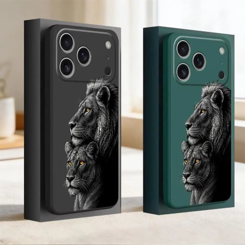 Чехол для Apple iPhone 17 Pro Max 11 17e 15 XS XR 13 Mini 12 Plus 7 8 16 Air с рисунком двойного профиля льва
